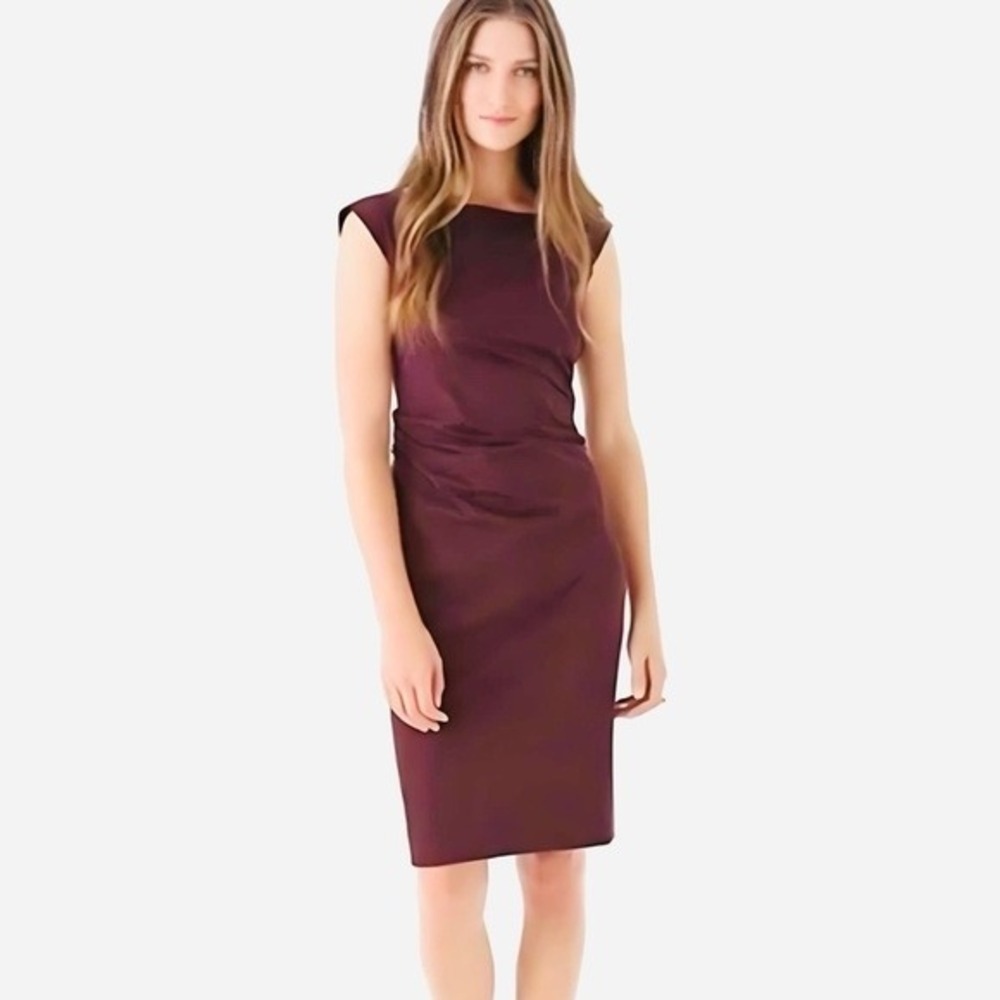 Diane von Furstenberg Gabi Burgundy Plum Draped Sheath Dress 12 D533571X12